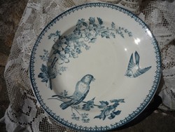 Antik, madaras fajansz tányér  
