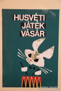 Vajda Lajos Plakát, húsvéti játékvásár terve, üvegezett keretben, hátoldalon pecséttel