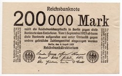 Németország 200 000 német inflációs Márka, 1923, majdnem UNC