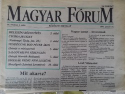 Hungarian forum public weekly, copy of January 24, 1991