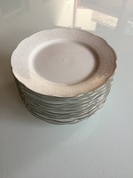 10 db Kínai ezüst szélű porcelán tányér (desszertes kis tányér)