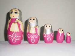 Matrjoska baba - 5 részes szett - festett orosz játék baba figura