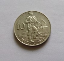 Nagyon szép Csehszlovák ezüst 10 Korona 1954.