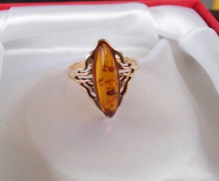 Régi orosz borostyán köves ezüst gyűrű