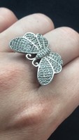 Káprazatos pillangós ezüst ragyogó gyűrű 18mm