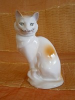 Gyönyörű és hibátlan Hollóházi porcelán cica, macska 18 cm magas, kézzel festett