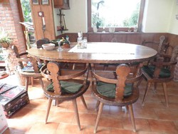 Étkező,ebédlő garnitúra: nagy asztal, 8 székkel