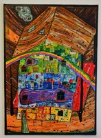 Hundertwasser Rainbowhouse Hannover festmény