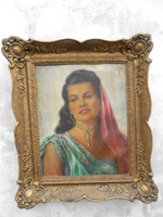 Olasz nő nyakékkel.Nemzeti szalonban kiállítva1930-as évek .Gyoroki Pál(1904-1972) alkotása.EREDETI.