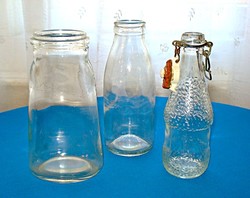 Retro bottles: old bambis, milk, compote