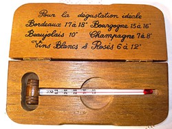 Antique French Wine Thermometer in Wooden Case