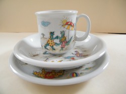 3 részes Eschenbach Bambolino dinoszaurusz mintás gyerek porcelán készlet