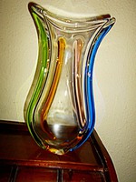  F. Zemek "Rhapsody"  nagyméretű cseh   súlyos-vastag  üveg váza    29 cm  