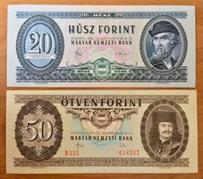 20 forint 1980, 50 forint 1983 egyben! UNC!