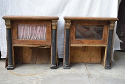  Antik eklektikus stílusú faragott szekrény bútor díszek éjjeli szekrény elem csiszolt üveggel