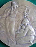 Székely Károly: védelmező Hungária, bronz érem, plakett (1916), 61 mm