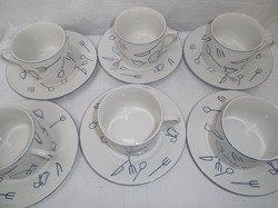  Kávéskészlet 12 db - JELZETT -  porcelán - hibátlan - Rendkívül bájos 2 dl csésze csészealj 16 cm
