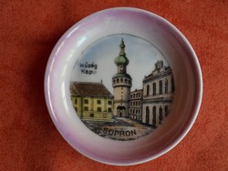 Drasche porcelán tálka: Sopron Hűségkapu látképpel