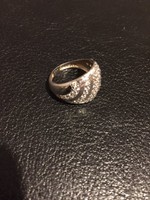 925-ös Ezüst gyűrű, sok apró kővel, 52-es, jelzett  (NB)