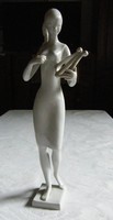 Drasche lány lanttal porcelán figura! ritka 31 cm
