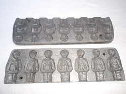 Antik,KISLÁNY alakú osztrák 2 darabos  - eleje - hátulja öntőforma, 26,5 x 8 x 2,5 cm