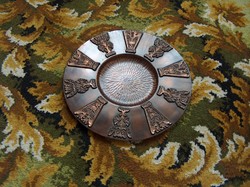 Szép bronz tányér, fali tányér, nagyméretű