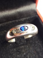 Jelzett kék zafír köves .925 ezüst gyűrű