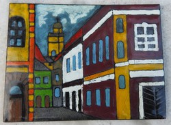 An old part of the city - fire enamel image
