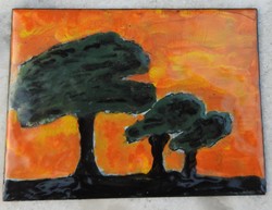 Savanna -: fire enamel picture in impressionist style