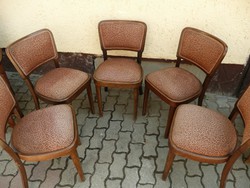 IGAZI KURIÓZUM! 5 db jelzett eredeti osztrák THONET !!! kárpitos Art Deco szék garnitúra