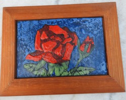 Red rose - fire enamel image
