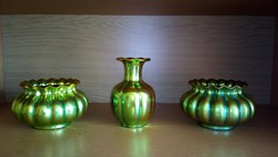 Zsolnay Eozin szett ( váza + 2 db kaspó )