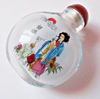 Kínai belülről kézzel festett üvegcse dobozában