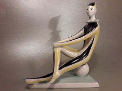 ZSOLNAY Art Deco porcelán figura bohóc