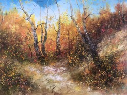 Autumn forest landscape painting