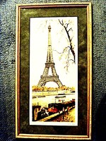 Párizs - Eiffel-torony, francia színezett rézkarc, litográfia