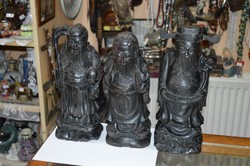 3 darab nagyméretű fa faragott kínai figura