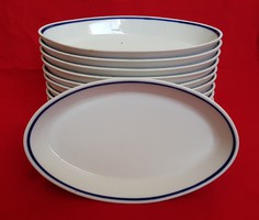 Alföldi kék csíkos ovális porcelán tányér 12db