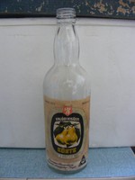 Retro címkés üveg palack - valódi kisüsti körte pálinka 70-es évek
