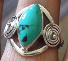 925 ezüst gyűrű 19,3/60,6 mm, tibeti türkizzel