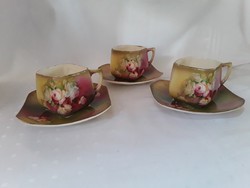 Gyönyörű rózsás fajansz teáscsésze + alj  / 1855