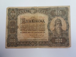 Viseltes 1000 korona 1920-ból olcsón.