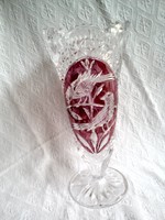 Antik színes kristály váza