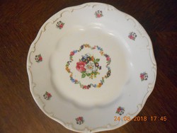Zsolnay barokk, tollazott virágmintás lapos tányér