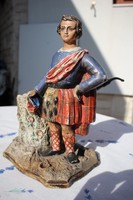Figural antique ceramic tobacco holder gift pipe stem. Scottish noble statue large size