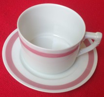 Antik Hüttl Tivadar rózsaszín mintás csésze tányérral - csésze átmérő 8 cm. - porcelán