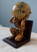 Atlasz földgömbbel kisméretű bronz szobor (kisplasztika)
