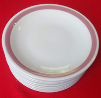 Antik Hüttl Tivadar 8 db. rózsaszín mintás tányér - átmérő 19 cm. - porcelán
