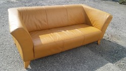 Art Deco eredeti mustársárga bőr kanapé