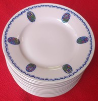 Antik Hüttl Tivadar 12 db. rózsaszín virágmintás tányér - átmérő 13,5 cm. - porcelán